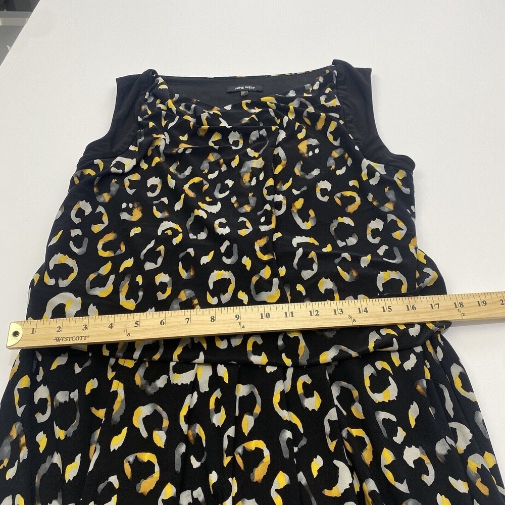 Nine West Black/Yellow Maize Combo Cowlneck Print Stretch Jersey Dress Size 10 - Picture 10 of 16